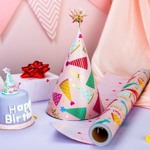 Pink Birthday <b>Wrapping</b> <b>Paper</b> Girl Party Hat Design 46.8 Square Feet Gift Craft Eco Friendly Single Side - Product Image 5