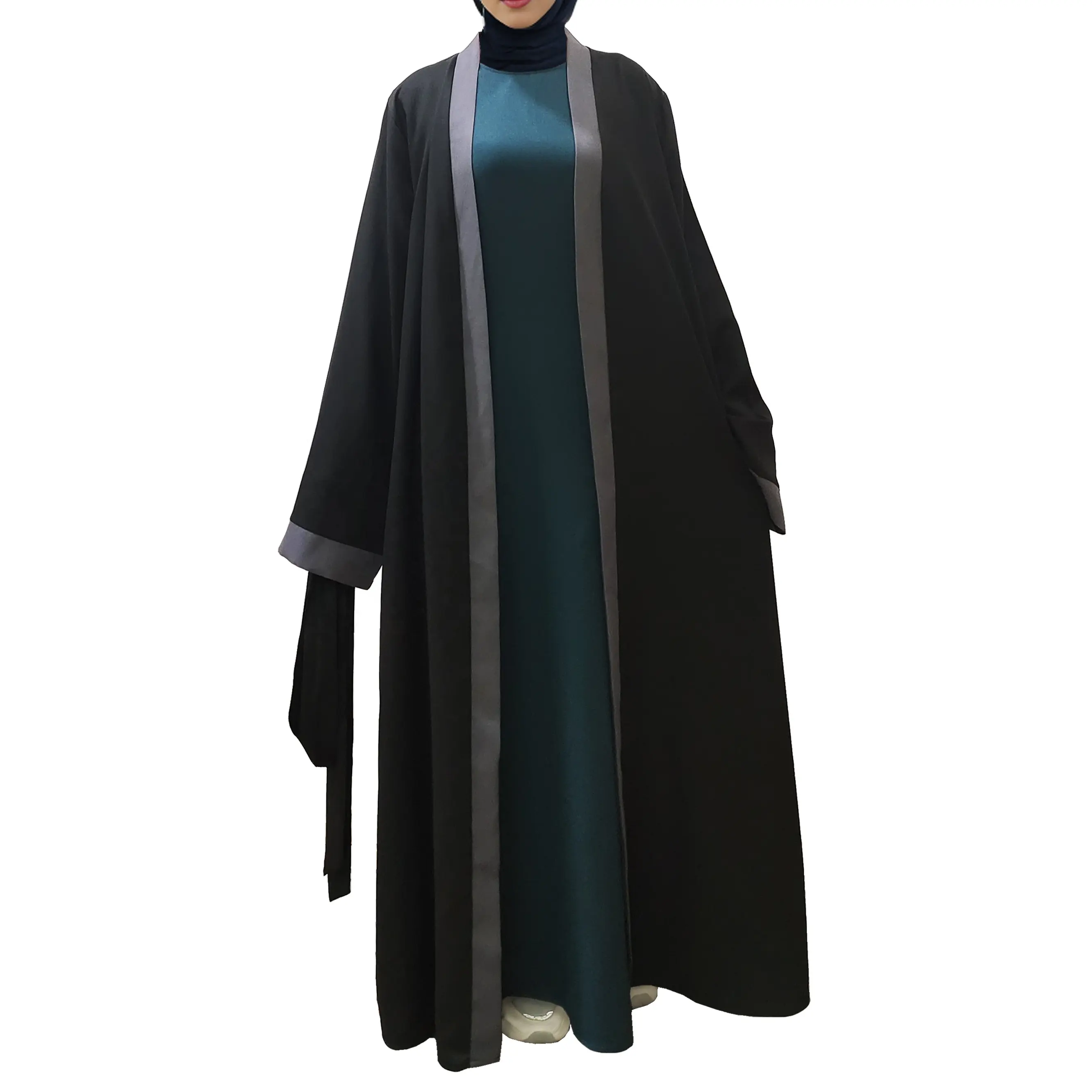Nuovo arrivo Top più venduto fornitore di abiti islamici donna manica lunga completamente aperta Abaya Muslim abito da donna