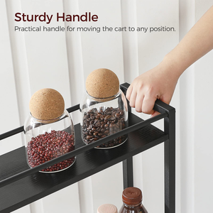 Three-Tier Classic Multifunction Carbon Steel Movable <b>Rolling</b> Storage Rack Easy Assembly Utility Cart Kitchen Cleaning <b>Tools</b> - Product Image 6
