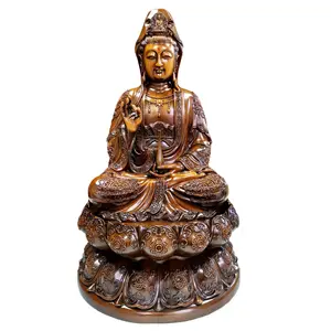 Factory Wholesale Feng Shui Fortune Ornaments Buddha Brunnen Wood Carving Buddha Resin Crafts Guan Gong Figurine