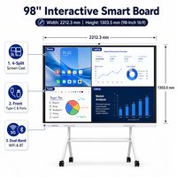 Tableau numérique interactif intelligent pour salle de classe OEM 98 pouces, écran tactile, panneau plat interactif pour l'éducation