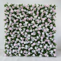 Dinding Bunga Sutra 3D Kotak Pink Ramah Lingkungan Berkualitas Tinggi Pesanan Pabrik 8x8ft Dapat Digunakan Kembali Dekorasi Pernikahan Modern Romantis