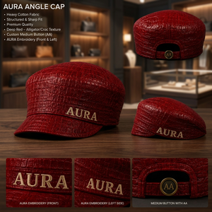 Gorra de Algodón con Textura de Cocodrilo Roja Personalizada, Gorra Cadete Bordada de Copa Plana - Product Image 3
