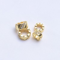 Lot de 20 perles anneaux à grand trou en laiton plaqué or 14K micro-pavé CZ pour la fabrication de bijoux DIY (bracelets, colliers)