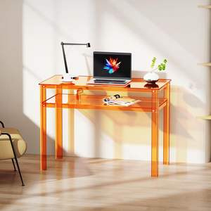Bureau en acrylique transparent avec rangement ouvert, bureau d'ordinateur pour le bureau à domicile, <span class=keywords><strong>table</strong></span> d'étude - Product Image 3