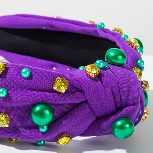 Diadema de ala ancha estilo europeo-americano con nudo de tela y pedrería de Papá Noel y árbol de Navidad para mujer, superventas - Product Image 5