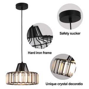 Lámpara Colgante de Cristal Minimalista E27/E26, Moderna, de Hierro, Altura Ajustable, para Isla de Cocina, Comedor, Bar, Negra - Product Image 2