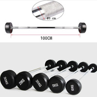 Équipement de gymnastique Poids enduits de caoutchouc Barre droite 10kg 15kg 20kg 25 kg 30kg Ensemble d'haltères fixes