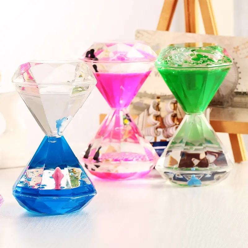 Moving Sand Liquid Motion Bubbler Timer Bunte Sanduhr Beruhigende entspannende Schreibtischs pielzeug Visual Sensory Timer Ocean Diamond Shape