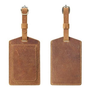 Etiqueta de Equipaje de Cuero Crazy Horse Premium Boshiho, Personalizada con Logotipo, Etiqueta de Identificación Rectangular de Cuero Genuino - Product Image 1