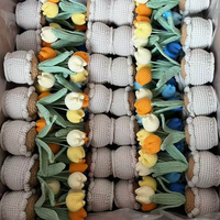 Vente en gros de mini fleurs en tricot faites à la main Bouquet de fleurs au crochet de tournesol Pots de couverture Bouquets au crochet