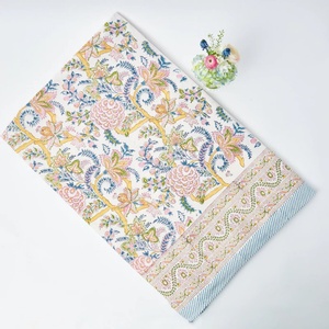 Elegante tovaglia <span class=keywords><strong>rettangolare</strong></span> stampata floreale con copertura a molla a blocchi di tovaglia da pranzo stampata