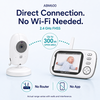 Moniteur vidéo pour bébé de 3,5 pouces avec caméra et audio 2,4 GHz FHSS sans Wi-Fi, vision nocturne, communication bidirectionnelle, affichage de la température