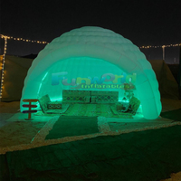 Tente de pique-nique gonflable en forme de dôme igloo blanc avec éclairage LED intégré pour les événements de camping en plein air, les fêtes, avec souffleur, garantie 1 an