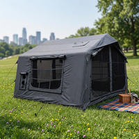 Villa Inflable para Camping de 8 m², Tela Técnica de 210 g, Algodón Técnico, 3x2.65 m, Color Gris Tanque, Portátil, Venta al Por Mayor