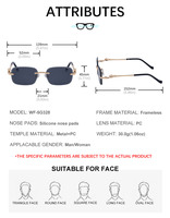 KAJILA Lunettes de soleil tendance pour hommes, sans monture, avec verres taillés diamant, motif tête de léopard, protection UV400, personnalisables avec logo, vente en gros