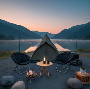 <span class=keywords><strong>Silla</strong></span> <span class=keywords><strong>Plegable</strong></span> Tipo Luna para Jardín, Cómoda <span class=keywords><strong>Silla</strong></span> <span class=keywords><strong>de</strong></span> Camping para Patio, <span class=keywords><strong>Terraza</strong></span> y Ocio al Aire Libre - Product Image 2