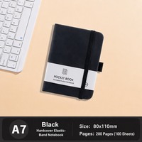 Carnet à couverture rigide A5 noir avec élastique, pages lignées, couverture personnalisée, pages intérieures couleur
