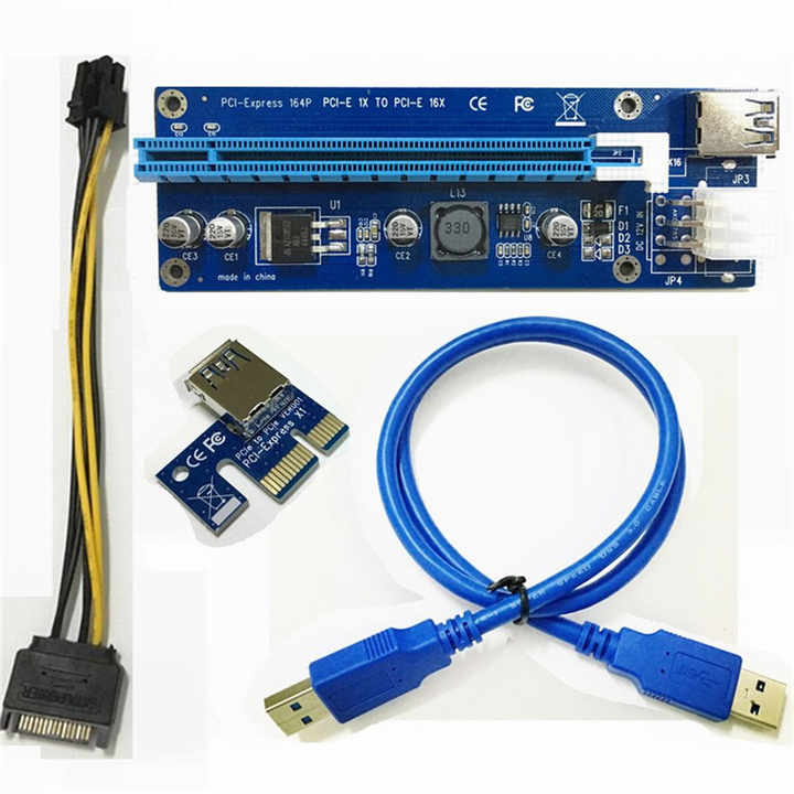 006c PCI-E 1X to 16X LEDライザーカード、PCI Express PCIeライザー