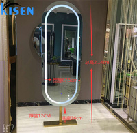 Meuble de présentation de salon en acier inoxydable KISEN, table de coiffure et étagères de rangement, mini-miroir contemporain pour usage en salon de coiffure