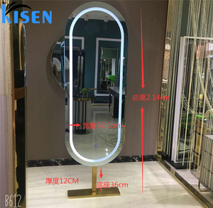 Mueble de exhibición de acero inoxidable KISEN para salón, tocador y estantes de almacenamiento, mini espejo contemporáneo para uso en barberías. - Product Image 4