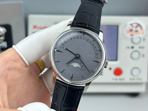 Montre pour homme élégante et multifonctionnelle, calendrier, résistante à l'eau, boîtier en acier inoxydable, bracelet en cuir véritable noir, aiguilles - Product Image 4