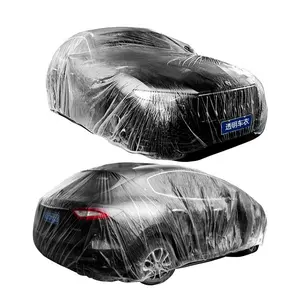 Clear Plastic Temporary Universal Disposable Car Cover Rain Dust Garage Cover