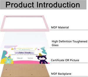 Cadre <span class=keywords><strong>photo</strong></span> en bois 8,5x11 <span class=keywords><strong>avec</strong></span> <span class=keywords><strong>verre</strong></span> trempé - Cadre d'affichage rose pour récompenses, diplômes et certificats d'enfants - Product Image 2