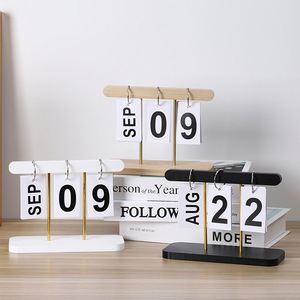 Minimalist Wooden Flip - Diy Assembly Desktop Standing Perpetual <b>Calendar</b> for Home & Office Decor - Product Image 2