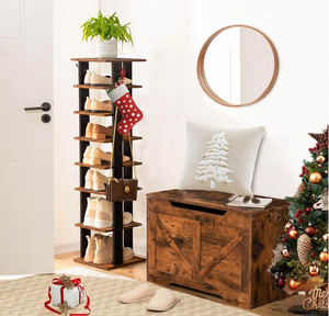 Almacenamiento de zapatos de entrada pequeño de madera personalizado, Banco de entrada moderno de madera, almacenamiento de zapatos, casa de campo rústica, 8 pares de zapateros - Product Image 6