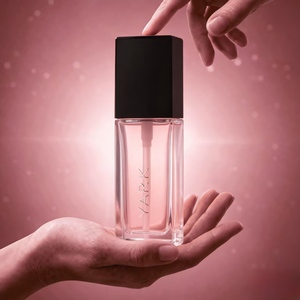 Wholesale Flat Square 25ml 30ml <b>empty</b> <b>glass</b> spray press lid perfume <b>bottle</b> - Product Image 1