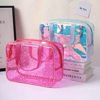 Nouvelle Trousse de Maquillage Imperméable en PVC Grande Capacité, Design Moderne et Élégant, Sac Fourre-Tout de Voyage à Fermeture Éclair, Motif Étoiles