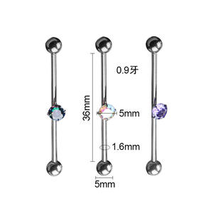 Trèfle Titane <span class=keywords><strong>Piercing</strong></span> Bijoux F136 Longue Tige Oreille Goujons G23 CZ Zircon Oreille Pont <span class=keywords><strong>Piercing</strong></span> Goujons Unique Mode Corps Bijoux - Product Image 6