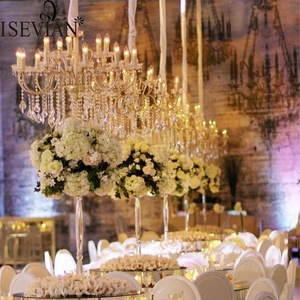 ISEVIAN-centro de mesa colgante de glicina y flor artificial, blanco y amarillo, centro de mesa para boda - Product Image 4