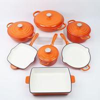 Ensemble de 7 Pièces Batteries de Cuisine en Fonte Émaillée Antiadhésives avec Couvercles pour la Maison et la Cuisine Familiale