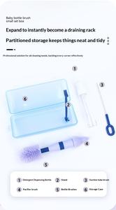 Juego de cepillos al por mayor para limpieza de biberones, cepillo para pajitas y chupetes, estante de almacenamiento con drenaje, herramienta para lavar vasos y tazas. - Product Image 3