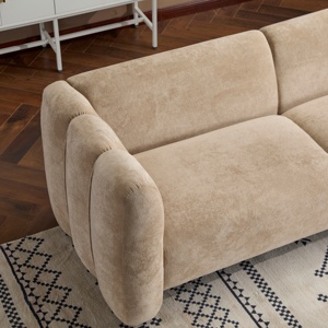 Divano in Velluto a 3 Posti con Design a Onde, <span class=keywords><strong>Moderno</strong></span> Divano per Soggiorno da 83 Pollici, <span class=keywords><strong>Arredamento</strong></span> di <span class=keywords><strong>Lusso</strong></span> - Product Image 6