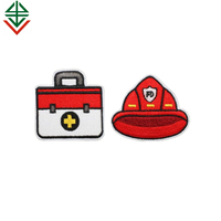 Autocollants de camion de pompiers pour enfants, dessin animé, patchs en tissu sergé brodés à repasser, badges