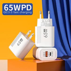 Caricabatterie USB Type <span class=keywords><strong>C</strong></span> GaN da 65W con ricarica rapida, spina US/EU, PD 3.0, caricatore da parete da viaggio per telefono, adattatore per <span class=keywords><strong>iPhone</strong></span> e Samsung - Product Image 2