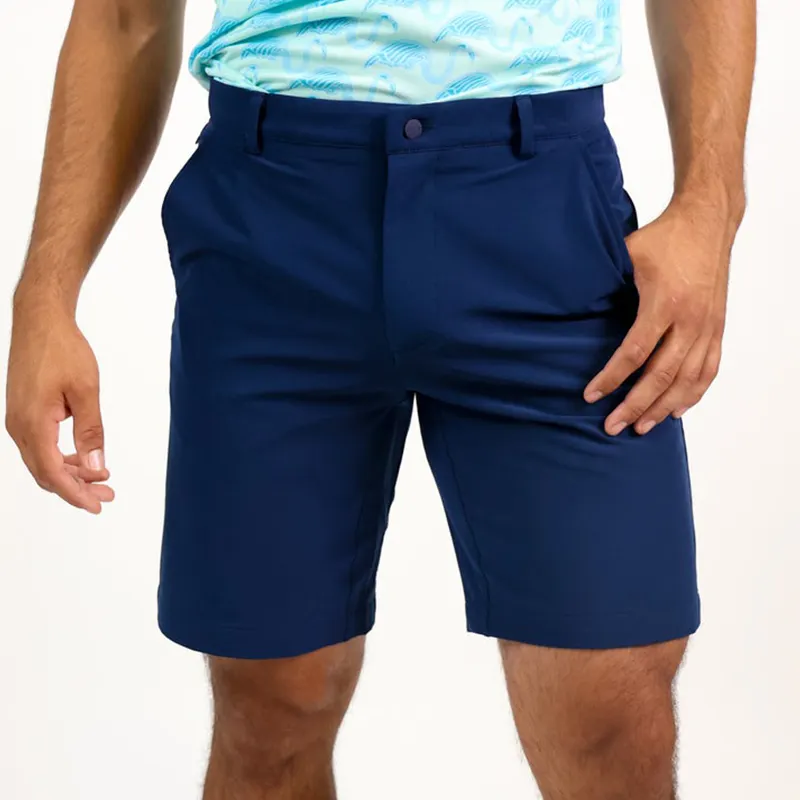Мужские спортивные шорты для гольфа из мягкого полиэстера и спандекса, быстросохнущие дышащие, с логотипом заказчика