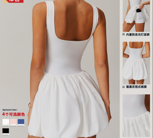 2024 Custom Logo Damen Tennis Wear Kleid mit Ärmeln für Damen und Mädchen Sportswear für Golf und Tennis Short Dress - Product Image 4