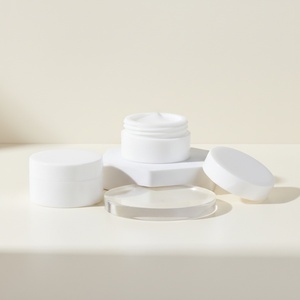 Wholesale Custom Printed Color White Double Wall Cosmetic Face Sunscreen Cream Jar <b>Plastic</b> <b>Packaging</b> for Skin Care Serum - Product Image 1