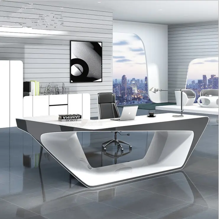 Modern Computer Reception White Furniture Luxury Table Office Desk ,corians stone Boss Use Computer Writing Table