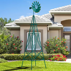Grande sculpture de jardin rectangulaire en fer forgé, résistante aux intempéries, style Art Déco, avec piquet, finition thermolaquée, autoportante pour jardin - Product Image 2