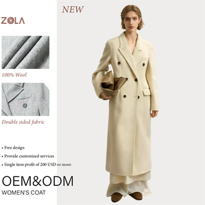 नई सर्दी 100% ऊन डबल ब्रेस्टेड कैजुअल नरम गर्म हाथ से बने लंबे सूट कोट - Product Image 1