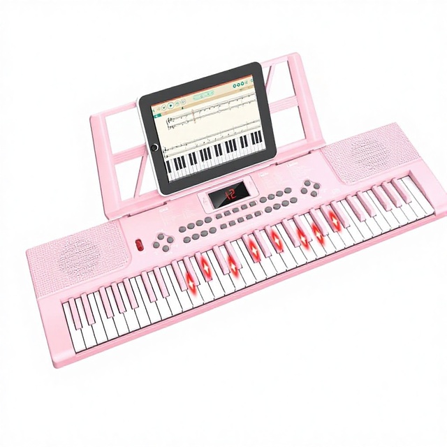 Electronic Keyboard Piano 61-Key LED Light Portable Microphone Sheet Music Stand Piano Note Stickers 3.5mm/USB Connector-Best