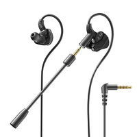 Headphone Gaming Gamer dengan Mikrofon Ganda Tipe-C, Earphone In-ear HiFi Stereo, Headset Olahraga dengan Mic HD