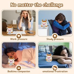 Bambola di supporto emotivo a forma di mucca all'uncinetto, <span class=keywords><strong>peluche</strong></span> positivo lavorato a mano con biglietto motivazionale - Product Image 5