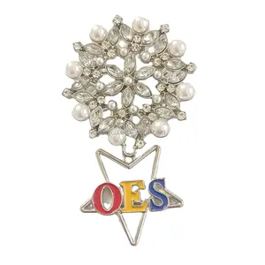 Order of the Eastern Star Vintage OES Letter Five Star Rhinestone High Heel Decoration Brooch Lapel Pin Pendant Ladies' Jewelry