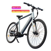Vélo électrique VTT à transmission par courroie 250W avec moteur central Bafang pour le stockage en entrepôt et la conduite sur route de gravier